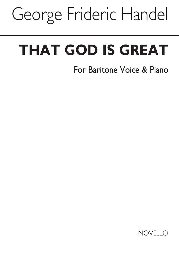 Handel That God Is Great Baritone And Piano